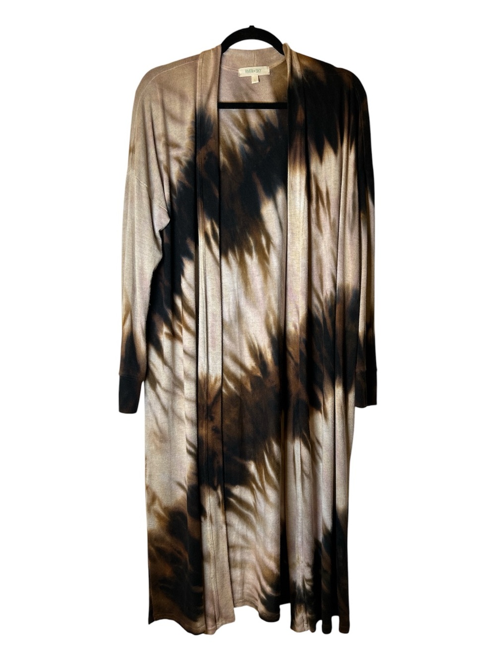 River + Sky Brown and Black Tie-Dye Maxi Duster Cardigan